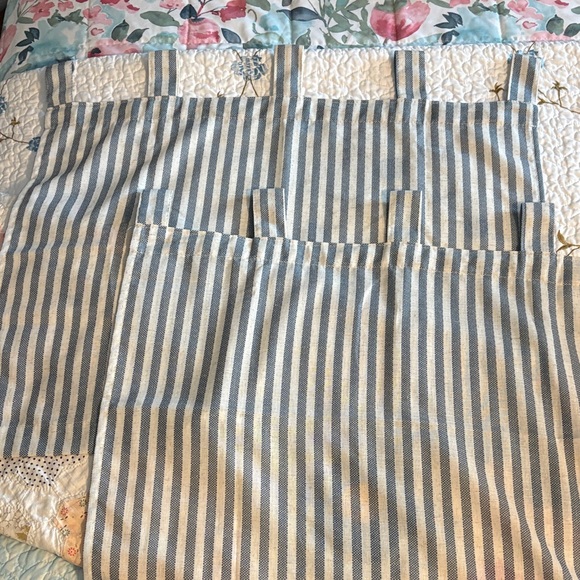 unknowm Other - Blue and White Striped Tabbed Curtains